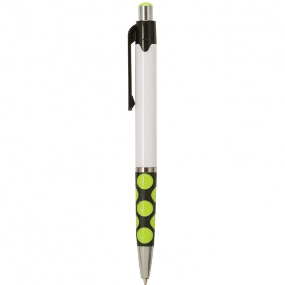 Yellow Full Color Custom Pens w/ Polka Dot Grip - White Barrel