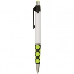Yellow Full Color Custom Pens w/ Polka Dot Grip - White Barrel