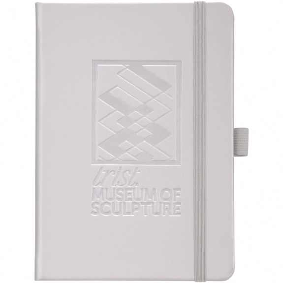 Silver JournalBook Soft Touch Hard Bound Promotional Journal - 5"w x 7"h