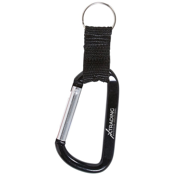 Solid Black Customized Carabiner w/ Strap and Split Ring