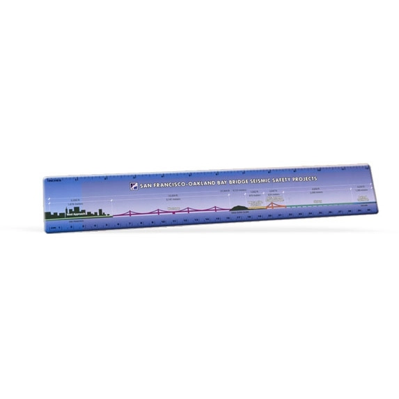 White Full Color Logo Ruler - 12.25" w x 2" h