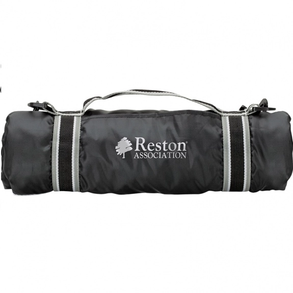 black Nylon Back Custom Picnic Blanket w/ Carry Strap