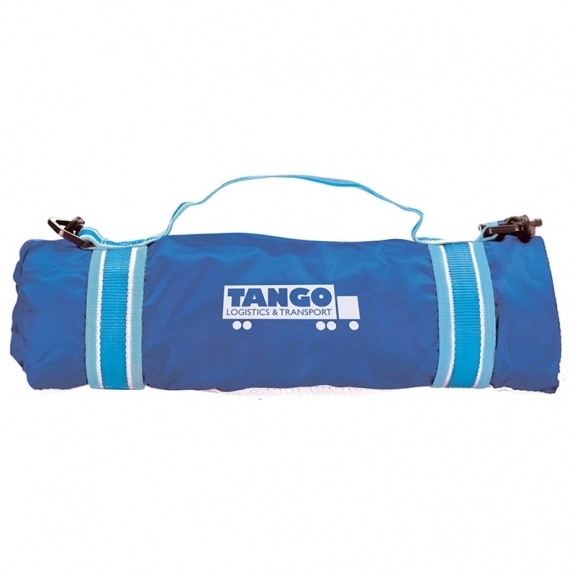 blue Nylon Back Custom Picnic Blanket w/ Carry Strap