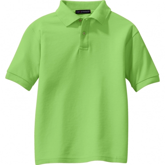 Lime Green Port Authority Silk Touch Custom Polo - Youth