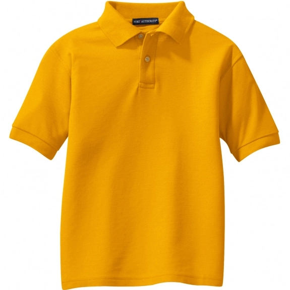 Gold Port Authority Silk Touch Custom Polo - Youth