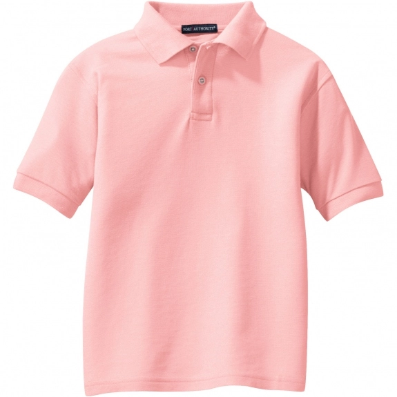 Light Pink Port Authority Silk Touch Custom Polo - Youth