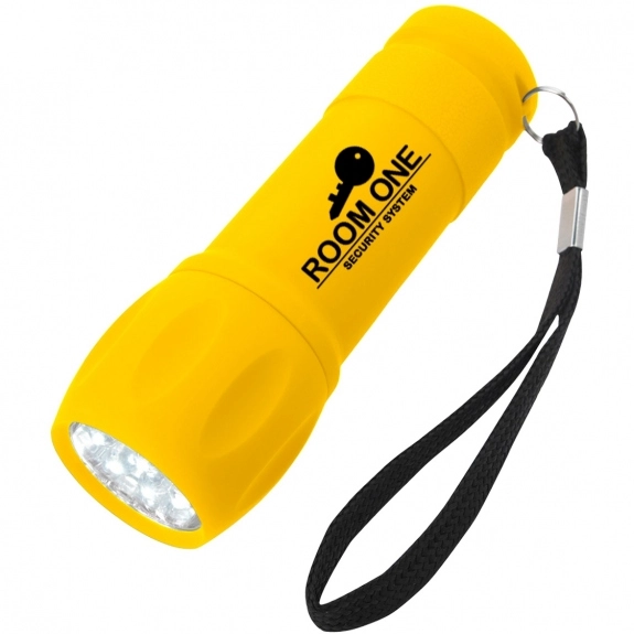 Yellow Mini Rubberized Custom Flashlight w/ Wrist Strap