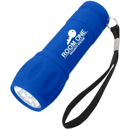 Blue Mini Rubberized Custom Flashlight w/ Wrist Strap
