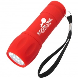 Red Mini Rubberized Custom Flashlight w/ Wrist Strap
