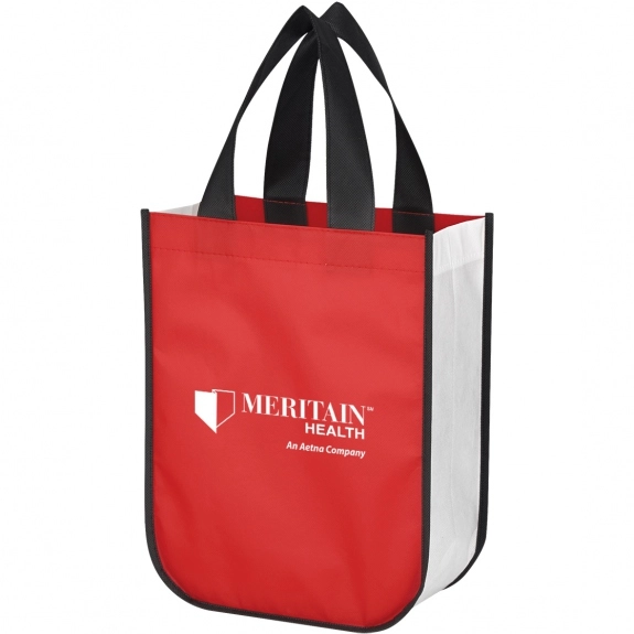 Red - Laminated Non-Woven Custom Tote Bag - 9.25"w x 11.75"h x 4.5"d