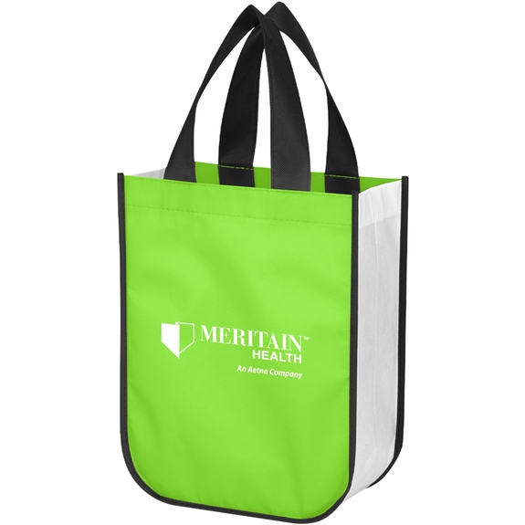 Lime green - Laminated Non-Woven Custom Tote Bag - 9.25"w x 11.75"h x 4.5"d