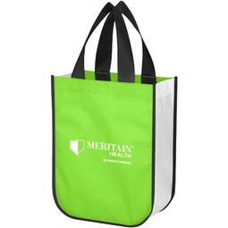Lime green - Laminated Non-Woven Custom Tote Bag - 9.25"w x 11.75"h x 4.5"d