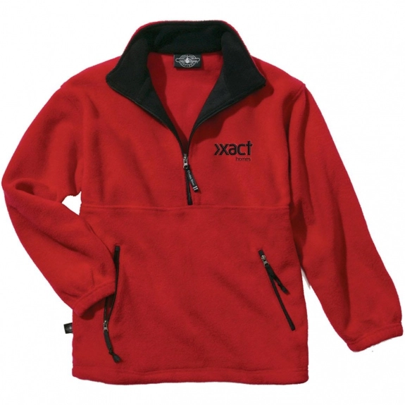 Red/Black Charles River Adirondack Logo Fleece Pullover