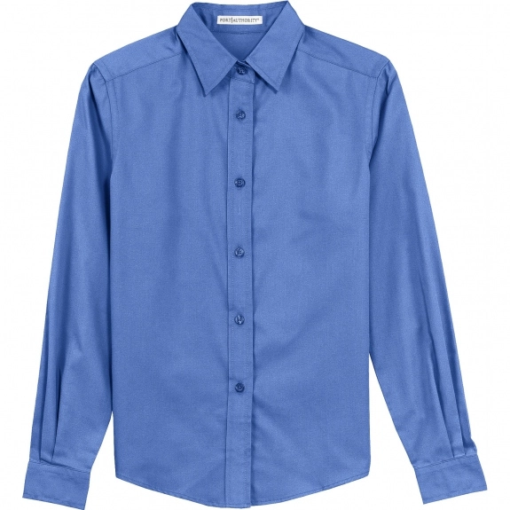 Ultramarine Blue Port Authority Long Sleeve Easy Care Custom Shirt 