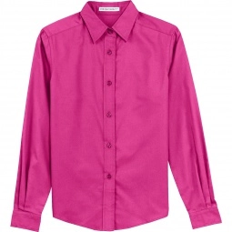 Tropical Pink Port Authority Long Sleeve Easy Care Custom Shirt 