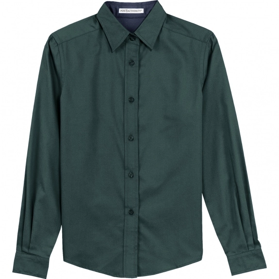 Dark Green/Navy Port Authority Long Sleeve Easy Care Custom Shirt 