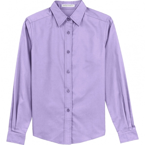 Bright Lavender Port Authority Long Sleeve Easy Care Custom Shirt 