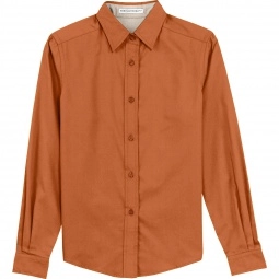 Texas Orange/Stone Port Authority Long Sleeve Easy Care Custom Shirt 