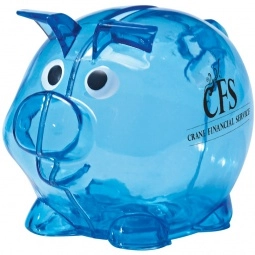 Translucent Blue - Mini Plastic Promotional Piggy Bank