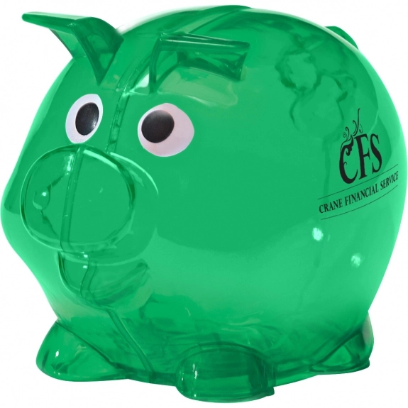 Translucent Green - Mini Plastic Promotional Piggy Bank