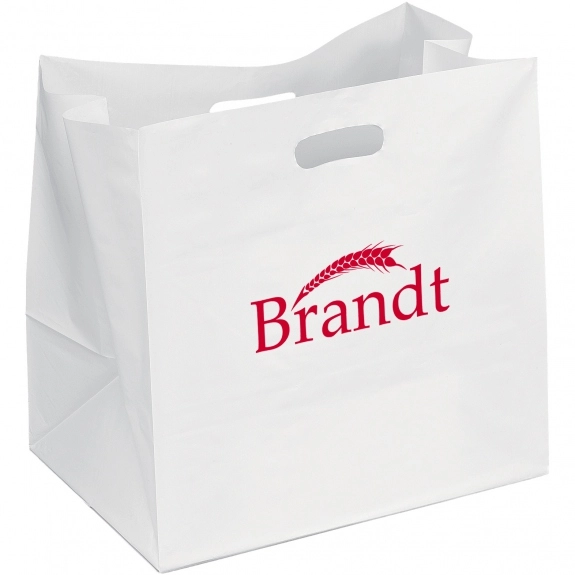 White Carry-Out Custom Plastic Bag - 14"w x 14"h x 10"d