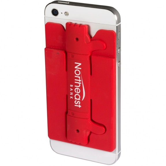 Red Silicone Custom Cell Phone Stand w/ Wallets