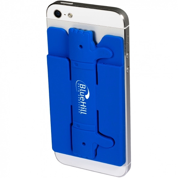 Blue Silicone Custom Cell Phone Stand w/ Wallets
