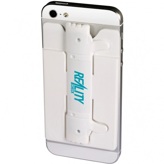 White Silicone Custom Cell Phone Stand w/ Wallets