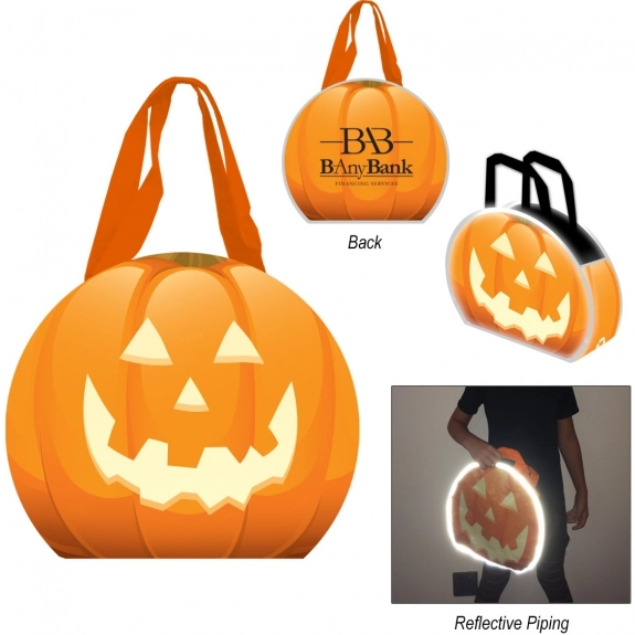 Reflective Custom Pumpkin Tote Bag - 13.8"w x 11.8"h x 3.2"d