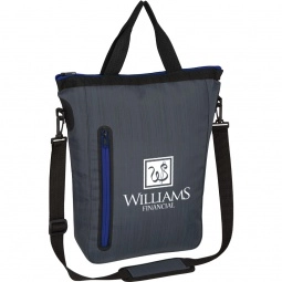 Blue Water Resistant Zippered Custom Tote Bag - 16.25"w x 17.75"h x 5"d