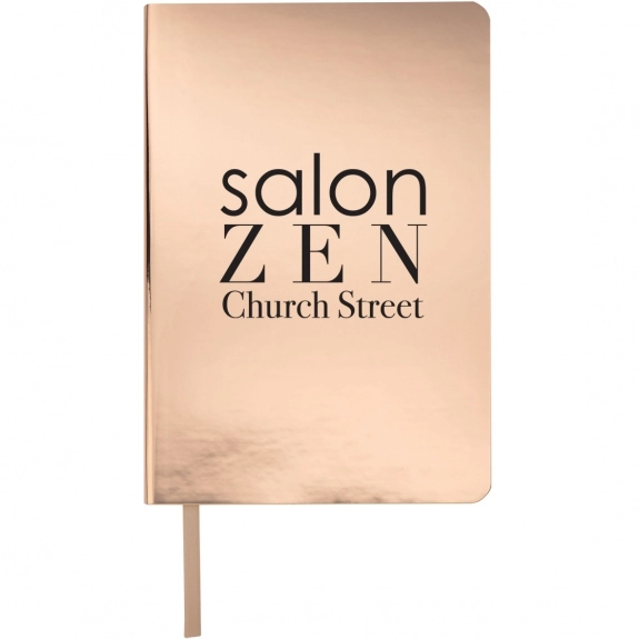 Rose Gold Metallic Promotional Notebook - 5.5"w x 8.25"h