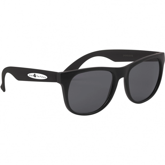 Black Rubberized Black Frame Custom Sunglasses - Youth