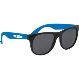 Black / Blue Rubberized Black Frame Custom Sunglasses - Youth