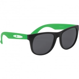 Black / Green Rubberized Black Frame Custom Sunglasses - Youth