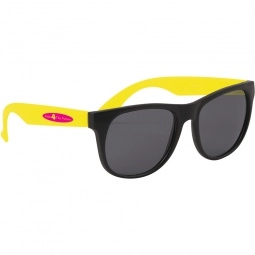 Black / Yellow Rubberized Black Frame Custom Sunglasses - Youth