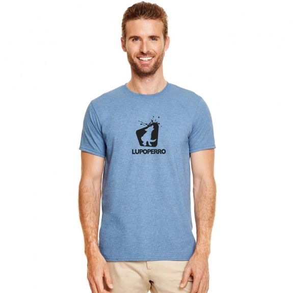 Gildan Softstyle Custom T-Shirt - Men's - Heather Galapagos Blue