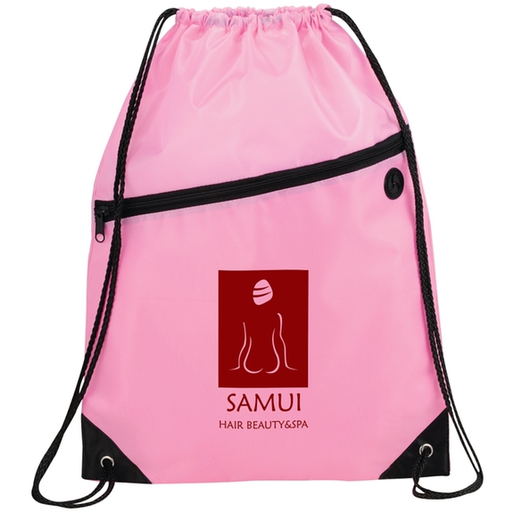 Pink Robin Promotional Drawstring Bag - 13"w x 18"h
