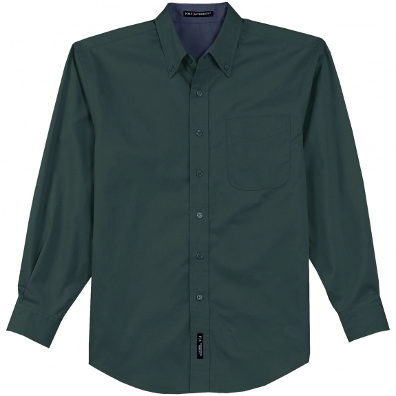 Dark Green Port Authority Long Sleeve Easy Care Custom Shirt - Men's