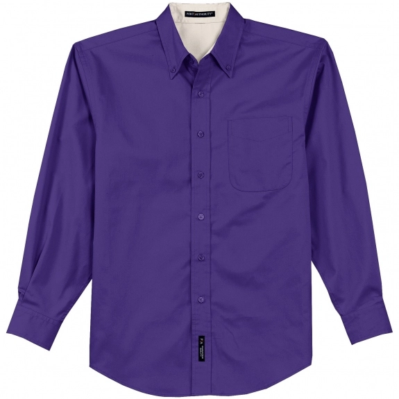 Purple Port Authority Long Sleeve Easy Care Custom Shirt - Men's