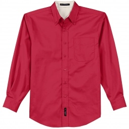 Red Port Authority Long Sleeve Easy Care Custom Shirt - Men's