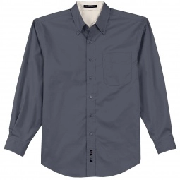 Steel Grey Port Authority Long Sleeve Easy Care Custom Shirt - Men's