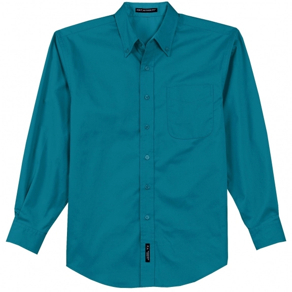 Teal Green Port Authority Long Sleeve Easy Care Custom Shirt - Men's