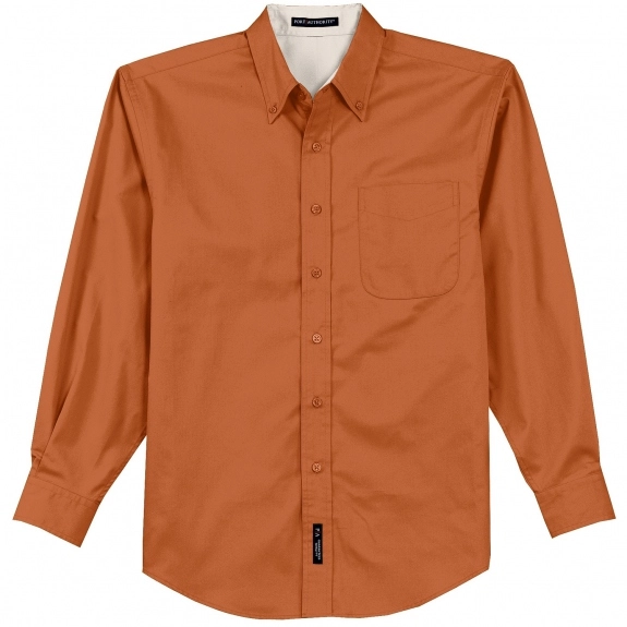 Texas Orange Port Authority Long Sleeve Easy Care Custom Shirt - Men's