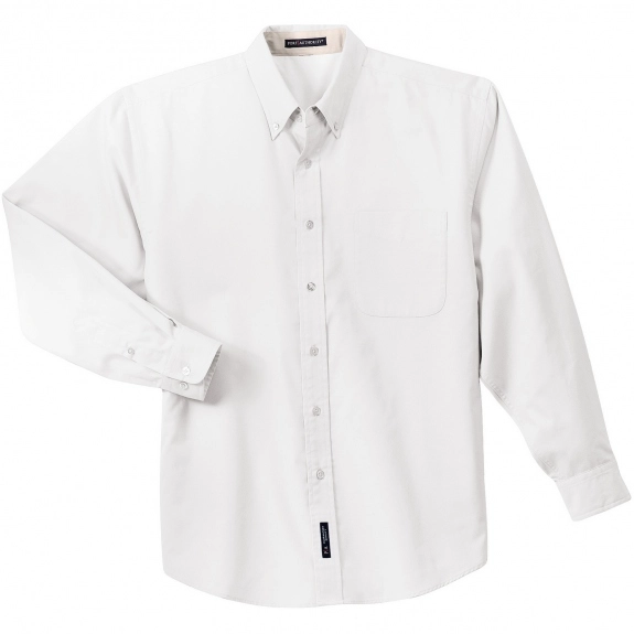 White Port Authority Long Sleeve Easy Care Custom Shirt - Men's