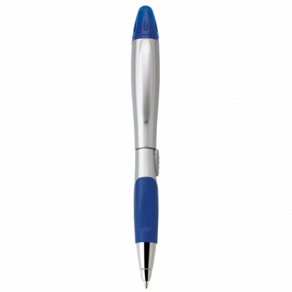 Silver /Blue Blossom Ballpoint Promotional Pen & Highlighter w/ Comfort Gri