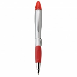 Silver/Red Blossom Ballpoint Promotional Pen & Highlighter w/ Comfort Grip