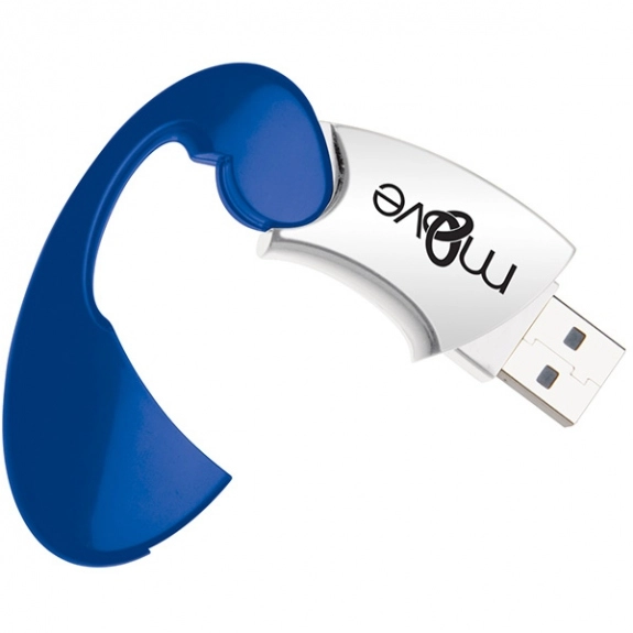 Blue - Open - Clip-N-Carry Promotional USB Drive - 1GB