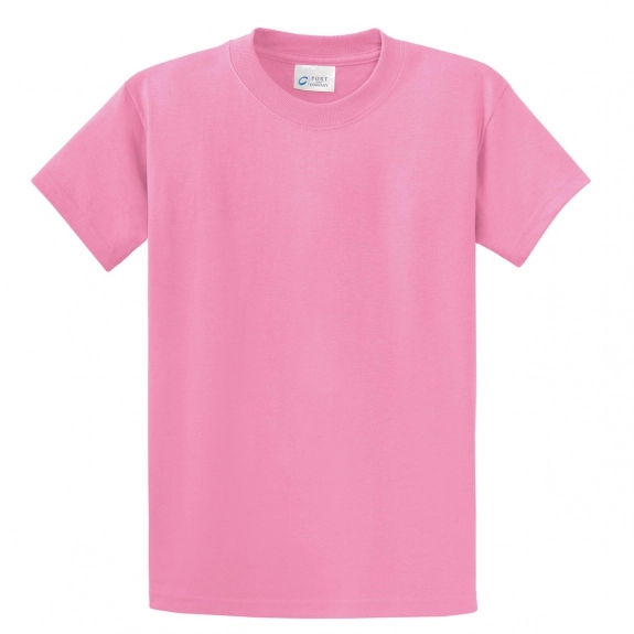 Candy Pink Port & Company Essential Logo T-Shirt - Men's