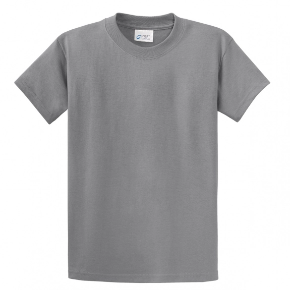 Medium Grey Port & Company Essential Logo T-Shirt - Men's