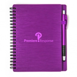 Grape Metallic Textured Custom Notebooks w/ Stylus Pen - 5"w x 7"h